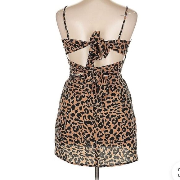 Missguided Mini Dress Leopard Print Cami Bow Tie Back US Size 0 - Picture 5 of 9